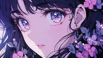 紫花动漫插画少女