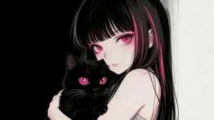 女孩和黑猫