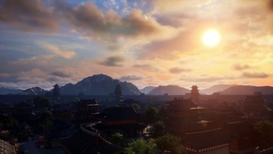 阳光下的古城镇