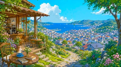 夏天海景小镇