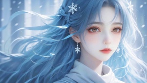 治愈雪景中女孩