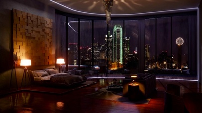 繁华都市夜景房间玻璃雨