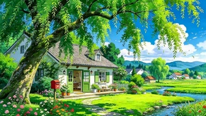 柳树河流绿景