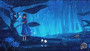 森林夜与少女