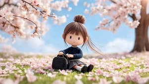 春天草地女孩
