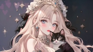 4K 女孩与猫咪