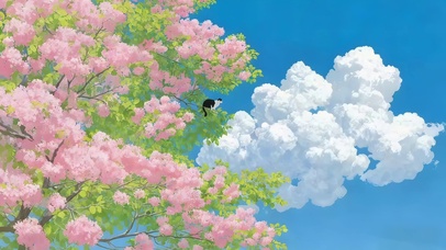 树枝上可爱猫咪