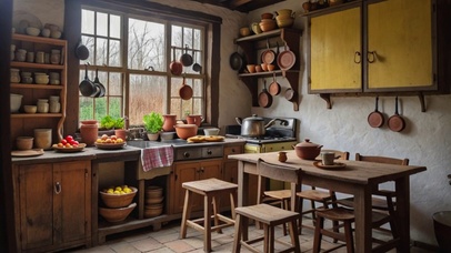 【雨景】老宅的厨房