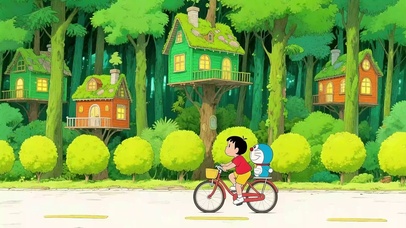 小新和哆啦A梦的森林秘境骑旅~