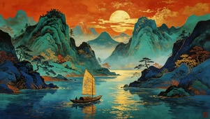 鎏金青绿宋美学江山美景