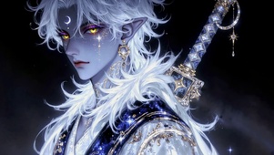 梦幻星空银发精灵少年