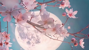 夜景月亮之月带鱼屏