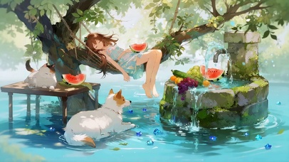 可爱荡秋千的女孩