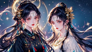唯美古风双胞胎女孩