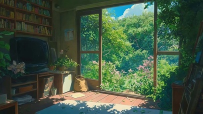 蓝天白云花草树木