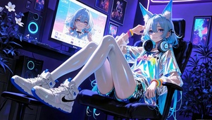 紫调炫彩电竞少女