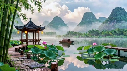 竹荷烟湖