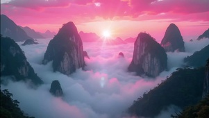 山巅云海日落