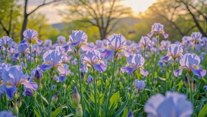 暖光鸢尾花田治愈风景
