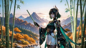 山涧竹林少女奈芙尔