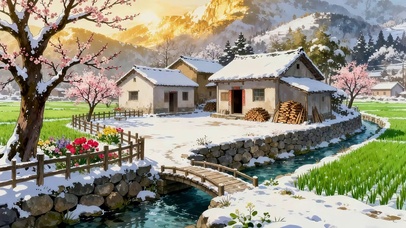 初雪乡村