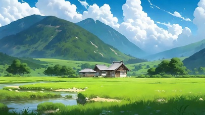 白云树木房屋