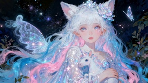 梦幻星空精灵独角兽美少女