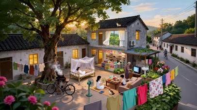 仲夏午后小院乘凉