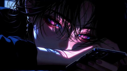 暗调紫眸二次元美少女
