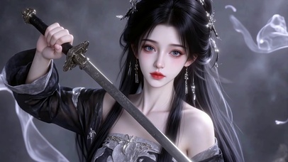 古风持剑清纯美女