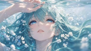 水中蓝发少女