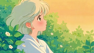 清新林间日系动漫少女