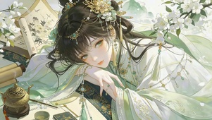 国风情侣壁纸——女款