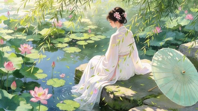 美女荷花池