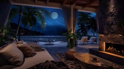 海滨别墅夜晚氛围