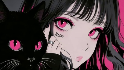 女孩和猫咪（纹身版）