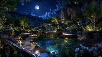 月夜静谧庭院