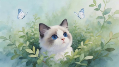 绿叶从里猫咪