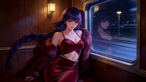 复古列车里的美女