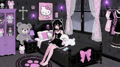 像素风插画少女的卧室