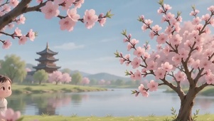 江畔桃花