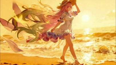 夕阳海边的昔涟