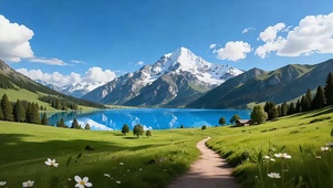雪山湖畔