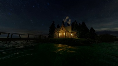 4K夜晚湖中小屋