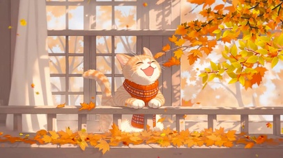 治愈落叶猫咪