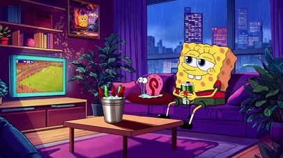 海绵宝宝和小窝看足球