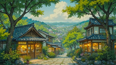 雨天小镇