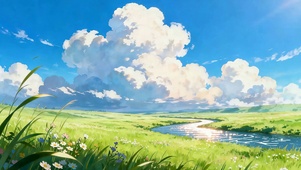 蓝天白云花草树木