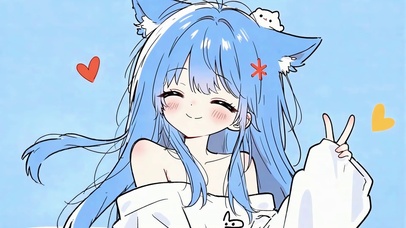 猫耳蓝发小萝莉