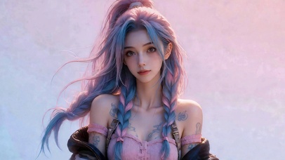 柔粉蓝调少女 4K超清